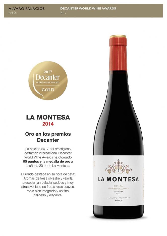 Medalla de Oro Decanter World para LA MONTESA 2014